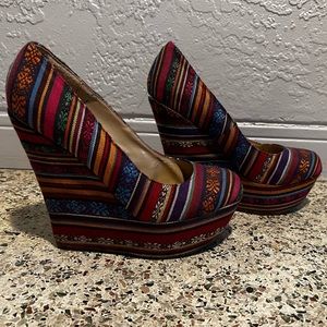 Breckelles Colorful 5” Wedge Heels Size 7